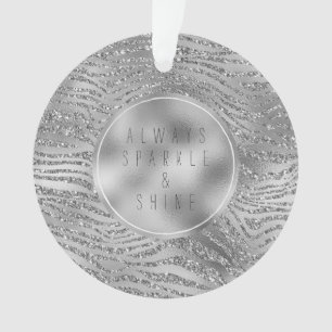 Silver Glitz Zebra Print Ornament