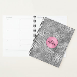 Silver Glitz Zebra Print Planner