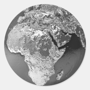 Silver Globe - Africa, 3d Render Classic Round Sticker