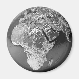 Silver Globe - Africa, 3d Render Magnet