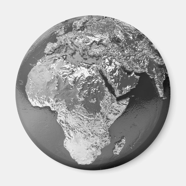 Silver Globe - Africa, 3d Render Magnet (Front)