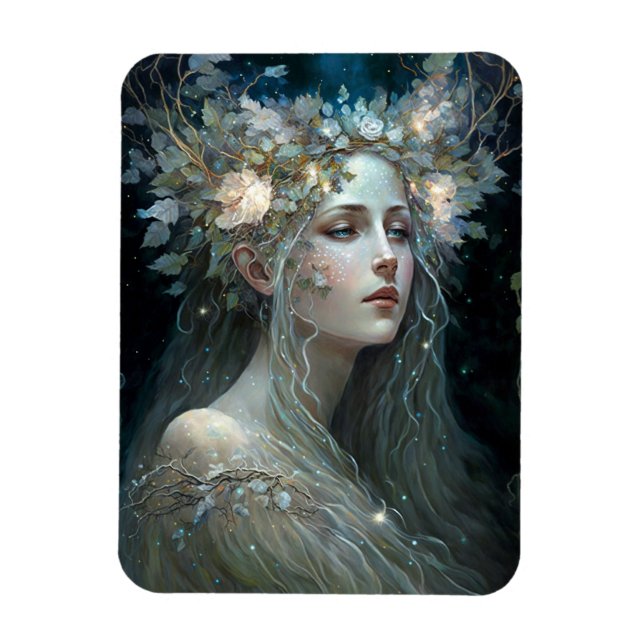 Silver Goddess Fantasy Art Magnet (Vertical)