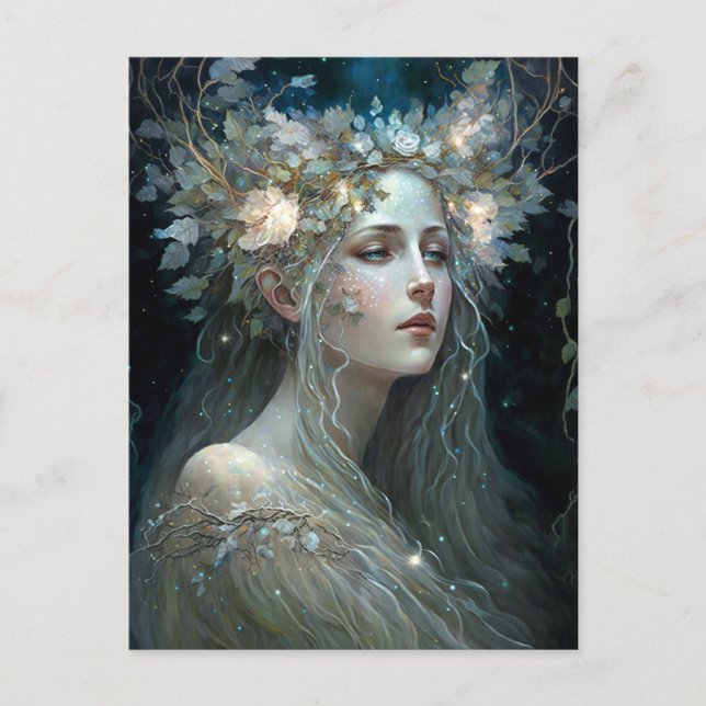 Silver Goddess Fantasy Art Postcard (Front)
