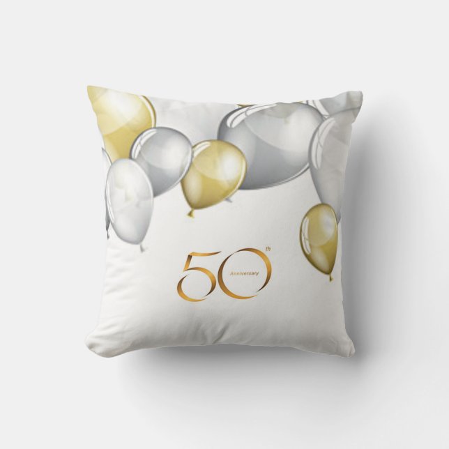 Silver/gold 50th anniversary throw pillow. cushion (Front)