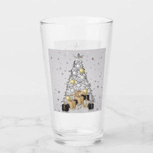 Silver Gold and Black Christmas Tree Glass