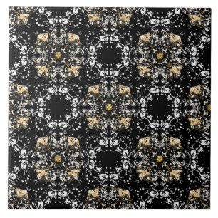 Silver, Gold, and Black Hollywood Regency Pattern Tile