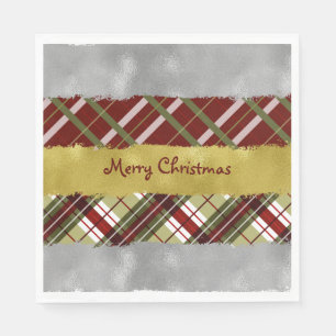 Silver, Gold And Plaid Paper Napkin