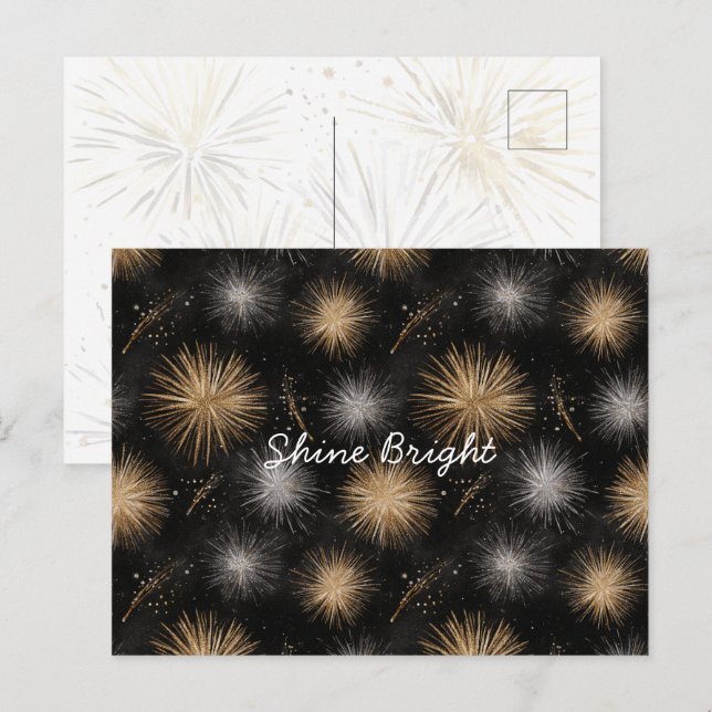 Silver Gold Black Christmas Celebration  Postcard (Front/Back)
