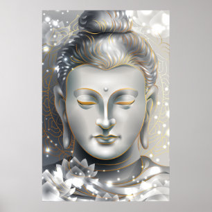 Silver & Gold Buddha Lotus Poster