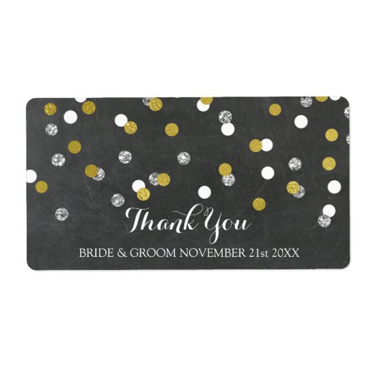 Silver Gold Chalkboard Confetti Wedding Labels