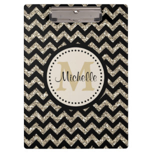 Silver Gold Chevron Monogram Clipboard