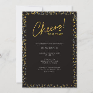 Silver & Gold Confetti 21st Birthday Invitation
