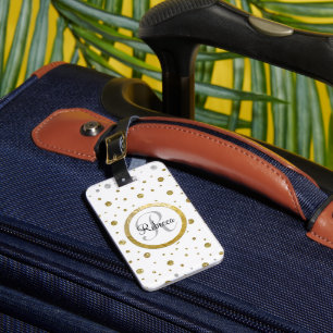 Silver/Gold Confetti Monogram Luggage Tag