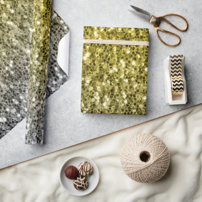 Silver gold dark sparkles glitter ombre  wrapping paper (Crafts)
