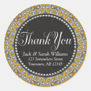 Silver Gold Eastern Favour Tag Thank You Sticker