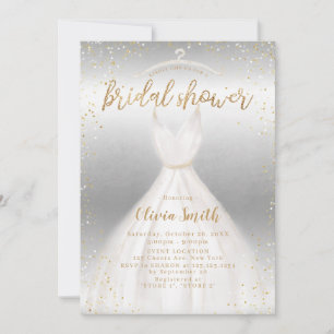 Silver Gold Elegant Wedding Dress Bridal Shower Invitation