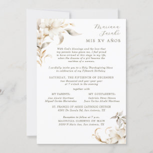 Silver & Gold Elegant Winter Quinceañera Invitation