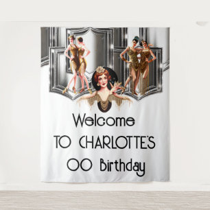 Silver gold flapper girls roaring 20's Gatsby  Tapestry