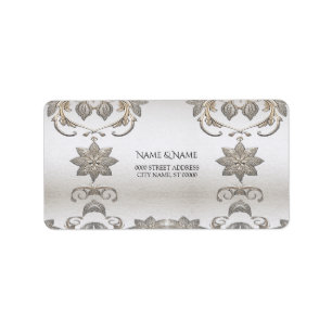 Silver Gold Floral Address Label