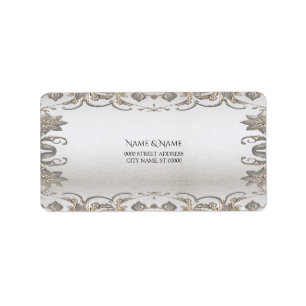 Silver Gold Floral Address Label