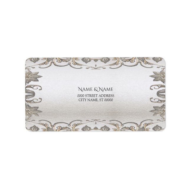 Silver Gold Floral Address Label (Front)