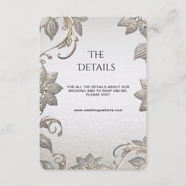 Silver Gold Floral Detail Enclosure Card (Front)