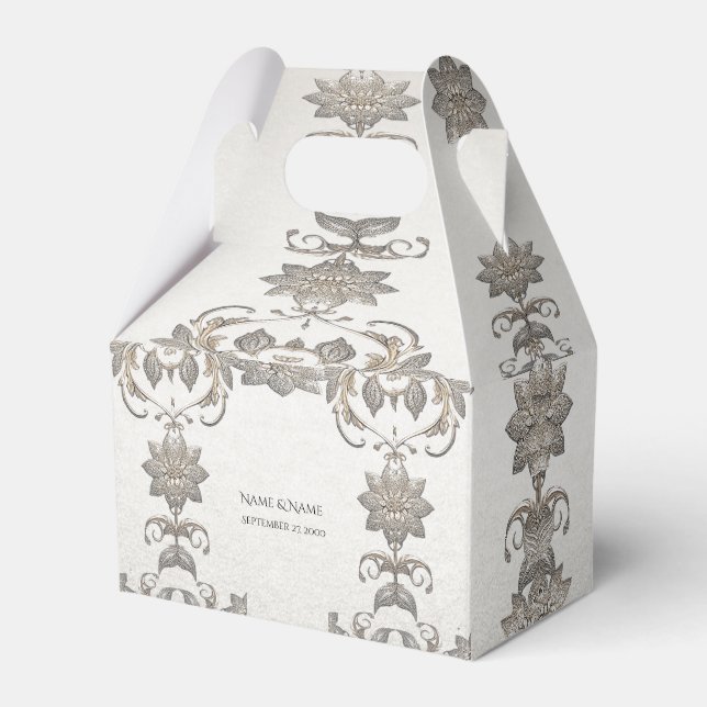 Silver Gold Floral Favour Box (Front Side)