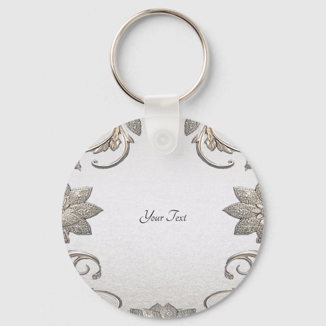 Silver Gold Floral Keychain (Front)