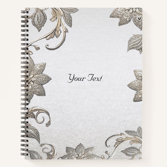 Silver Gold Floral Notebook (Front)