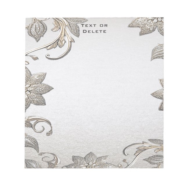 Silver Gold Floral Notepad (Front)