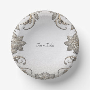 Silver Gold Floral Paper Bowls Paper Plate