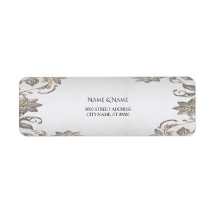 Silver Gold Floral Return Address Label