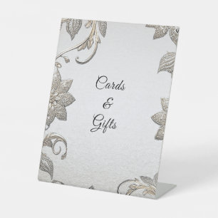 Silver Gold Floral Tabletop Signs