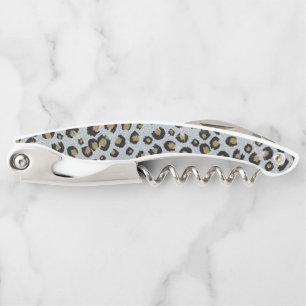 Silver Gold Glitter Black Leopard Print Corkscrew