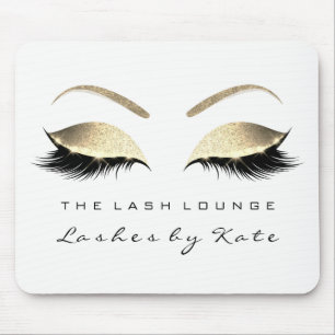 Silver Gold Glitter Branding Beauty Lashes White Mouse Mat