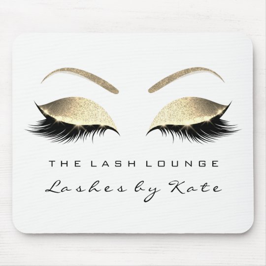 Silver Gold Glitter Branding Beauty Lashes White Mouse Mat