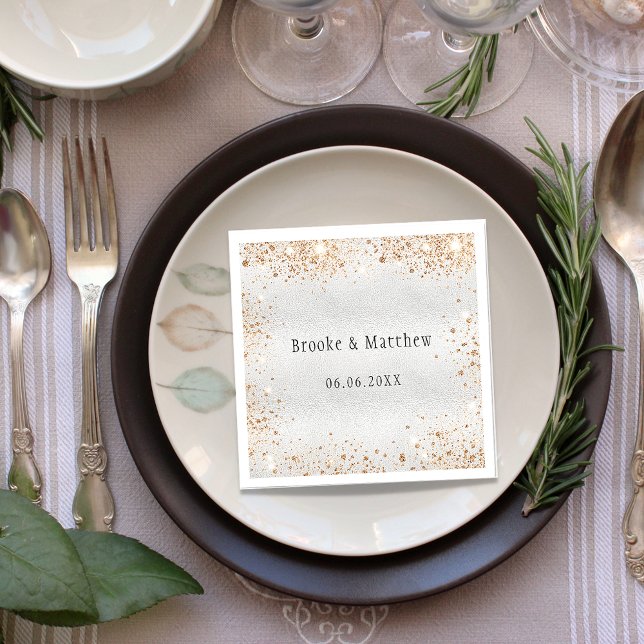 Silver gold glitter glamourous wedding napkin (Creator Uploaded)