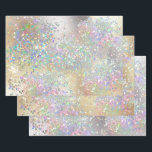 Silver gold glitter sparkling metallic foil girls wrapping paper sheet<br><div class="desc">A trio of sheets in a vibrant faux silver; mixed faux silver and gold and a faux gold wrapping overlaid with beautiful rainbow colored glitter confetti that appear to sparkle and shine. These are ideal for weddings,  birthdays,  graduations,  anniversaries and special occasions.</div>