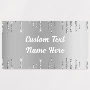 Silver Gold Glitter Sparkly Labels Custom Text
