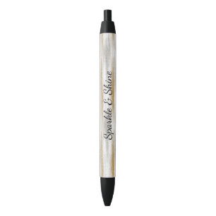 Silver Gold Glitzy Stripes Black Ink Pen