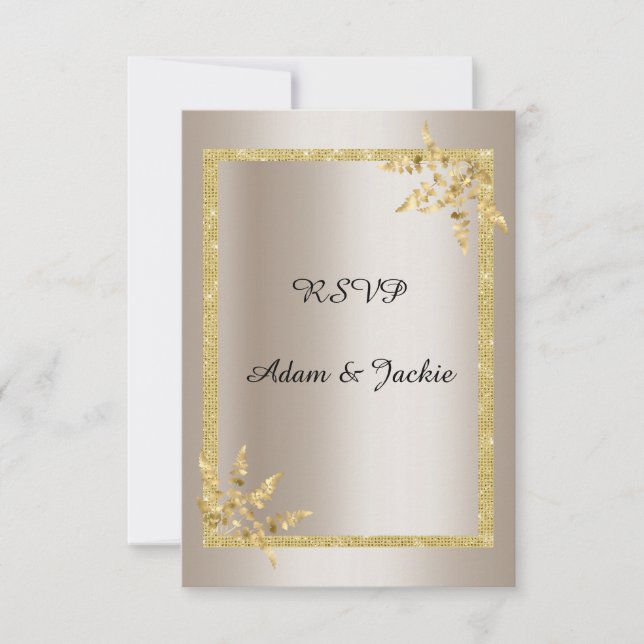 Silver gold leaf ELEGANT CLASSY rsvp Invitation (Front)