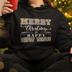 Silver Gold Merry Christmas Happy New Year Hoodie