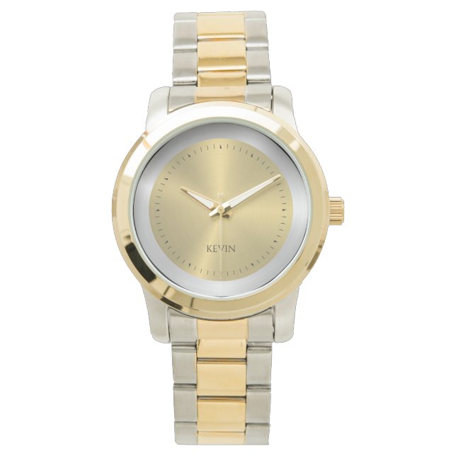 Silver & Gold Metallic Faux Stainless Steel  Watch (Front)
