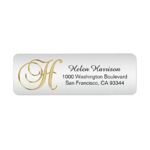 Silver Gold Monogram Letter 'H' Envelope Return