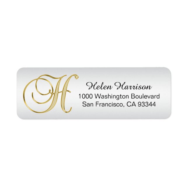 Silver Gold Monogram Letter 'H' Envelope Return (Front)