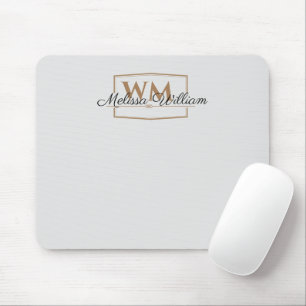 Silver Gold Monogram Name Script Mouse Mat