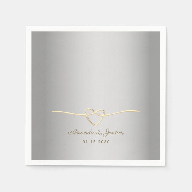 Silver Gold Monogram Wedding Napkins (Front)