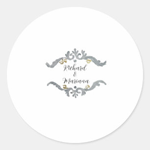 Silver&Gold Monogram Wedding Sticker with Name