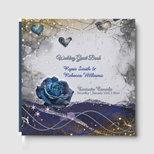 Silver Gold Navy Clear Acrylic Wedding Invitation Guest Book