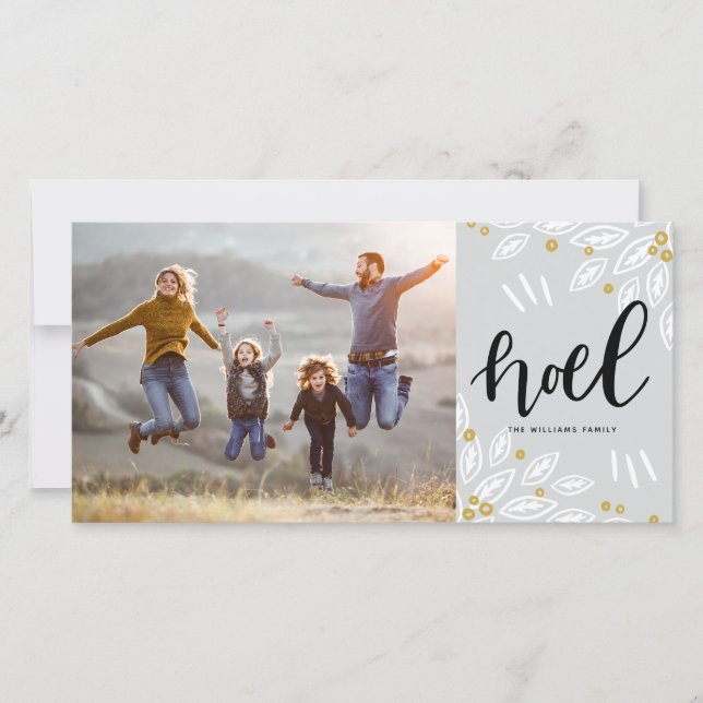 Silver & Gold Noel | Photo Holiday Card (Front)